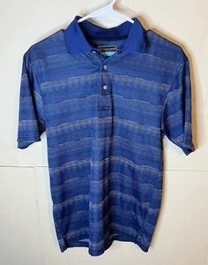 PGA Tour Herren Small blau gestreiftes Kurzarm Dri Fit Poloshirt 100% Polyester - Bild 1 von 5