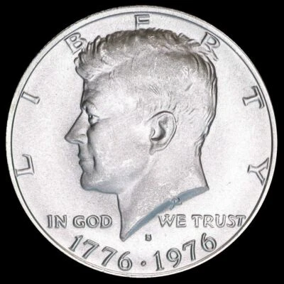 1976 S Kennedy Half Dollar "BU" 40% Silver US Mint Coin IMPERFECT DISCOUNTED! - Image 1 of 3