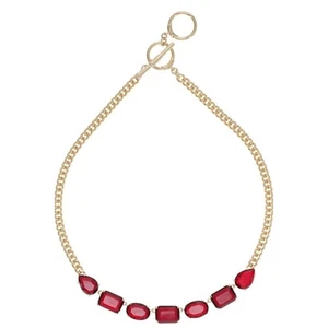 Collana catena frontale Ralph Lauren stile splendida moda tono oro cristallo NUOVA - Foto 1 di 13