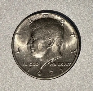 🔥 SELTENE SAMMLERMÜNZE ~ 1971 Kennedy Half Dollar ohne Münzzeichen + FG Markierungen 🔥 - Bild 1 von 5