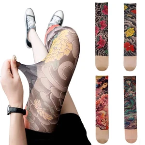 Collant donna maglia sexy stampato finto tatuaggio calze donna estate - Foto 1 di 29