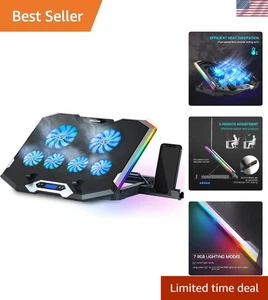 Flüsterleiser RGB Laptop Lüfter Ständer mit Höhenverstellung für 15,6-17,3 Laptops - Bild 1 von 8