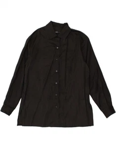 CERRUTI Womens Oversized Overshirt Shirt UK 10 Small Black Ramie AN04 - Picture 1 of 4
