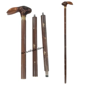 antique-style walking stick with a distinctive rabbit head handle, with copper - Picture 1 of 5