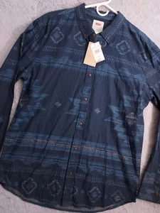 NEW Levis Shirt Mens Extra Large Aztec Navajo Southwestern Blue Casual Cotton XL - Picture 1 of 10