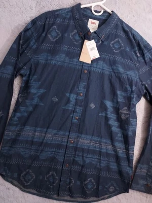 NEW Levis Shirt Mens Extra Large Aztec Navajo Southwestern Blue Casual Cotton XL - Image 1 of 4