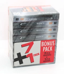 Sony Paquete de 8 60 Minutos C-60HFC Tipo I Sesgo Normal Hi Fi Cassette en Blanco NUEVO/SELLADO - Imagen 1 de 4