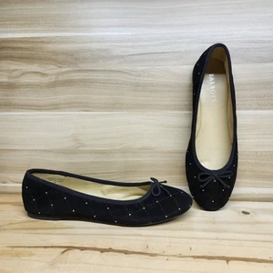 Talbots Womens Ballet Flats 7 US Black Ballerina Quilted Studs Chic - Picture 1 of 18