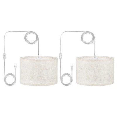 Plug in Pendant Light, 2 Pack 15Ft Rope Cord Hanging Lamp Fixture Beige - Image 1 of 4