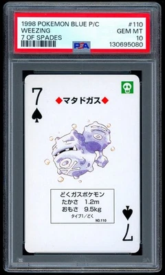 Pokemon WEEZING Japanese BLUE Back 7 of Spades POKER Card #110 - PSA 10 GEM MINT - Image 1 of 2