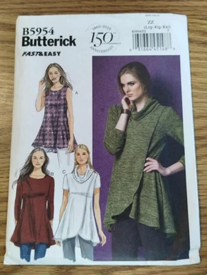 B5954 Butterick Sewing Pattern Misses' Tunic, Size L to Xxl (16-26), New - Image 1 of 4