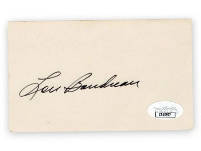 Lou Boudreau Signed Autographed 3X5 Index Card Indians Hall of Famer JSA CF45597 - Image 1 of 2