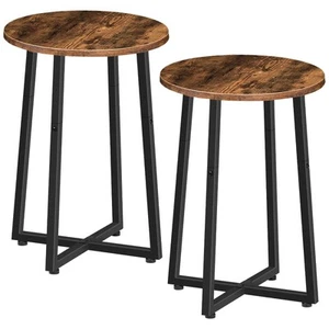 Side Tables Set of 2, Round End Accent Tables with Sturdy X-Shaped Metal Fram... - Picture 1 of 9