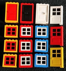 LEGO Windows Doors Red Yellow Frames Panes Shutters Panels Mixed Bundle Lot - Picture 1 of 5