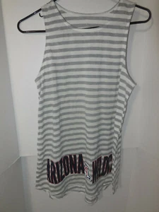 New Women's Arizona Wildcats White Grey Stripped Logo NCAA Tank Top Size Medium - Picture 1 of 3
