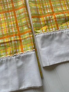 Vintage Springmaid Plaid Orange Yellow Green Pillowcases PAIR Standard - Picture 1 of 9