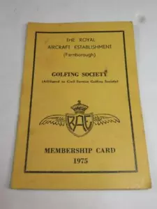 Tarjeta de membresía de colección Royal Aircraft Establishment Golfing Society 1975 - Imagen 1 de 3