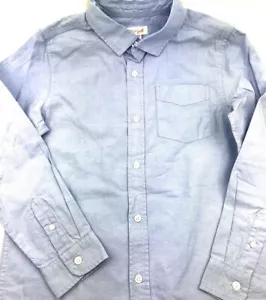 School Shirt Boys Size 8/10 Button Down Casual Top Long Sleeve Blue Pocket - Picture 1 of 8