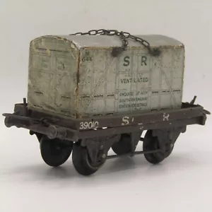 Vagón plano Hornby calibre O SR Southern con contenedor ventilado SR original - Imagen 1 de 2