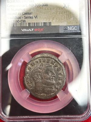 Ancient Roman - Constantius I (AD 305-306) BI Nummus NGC Choice XF | VAULTBOX - Image 1 of 3