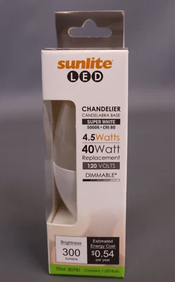 Sunlite LED B13 Torpedo Decorative Chandelier Light Bulb, 7Watts (60W) 6 Pack - Image 1 of 4