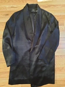 Alice Oliva Wheaton Shawl Collar Wrap Satin Blazer Black Womens Sz S - Picture 1 of 8