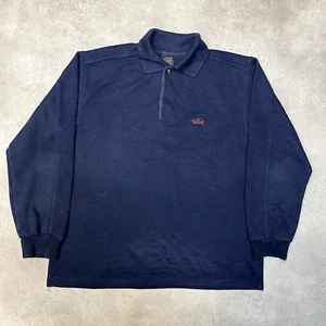 Paul & Shark Yachting Knitted Jumper Mens Medium Collared Henley Sweater, Navy - Picture 1 of 11