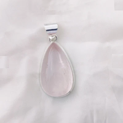 Hermoso colgante de piedras preciosas de cuarzo rosa de plata de ley 925 hecho a mano SD30 Foto 1 de 3