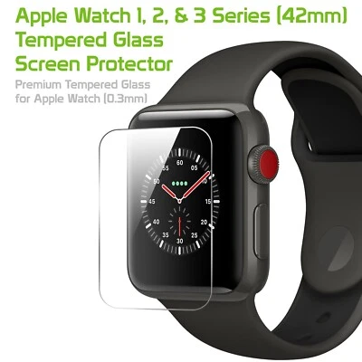 Premium Tempered Glass Screen Protector for Apple Watch 1, 2, & 3 Series (42mm) - Image 1 of 4