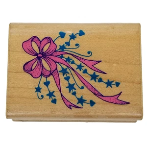 "Estampilla de goma vintage Hero Arts 1989 E152 Festive Streamers 2,5"" x 1,75" - Imagen 1 de 8