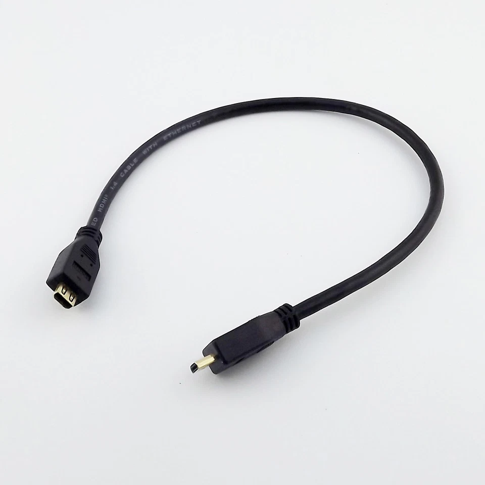 High Speed 1FT Black Micro HDMI 1.4 D Female to Micro HDMI Male Extension Cable - Image 1 of 4