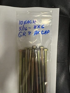 10 JE 5/16 - 18X6 VERZINKT GRADE 8 STAHL KORSUSGEWINDE BRANDNEU UNBENUTZT - Bild 1 von 5