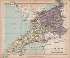 CAERNARFONSHIRE "County of Carnarvon" Bangor Conwy Wales BARTHOLOMEW 1882 map