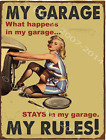 My Garage, My Rules Metal Sign, Sexy Pin Up, Mancave