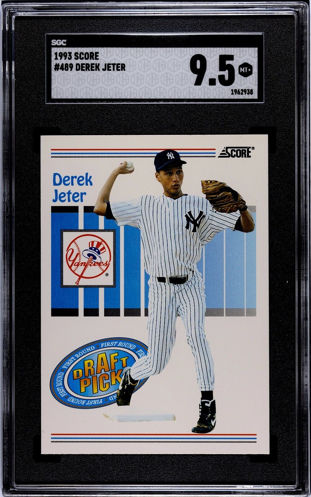 Derek Jeter RC Rookie Card #489 SGC 9.5 Mint+ New York Yankees 1993 Score
