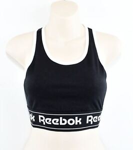REEBOK Women's Linear Logo Sports Bra, Low Support, Black, size L (UK 16-18)