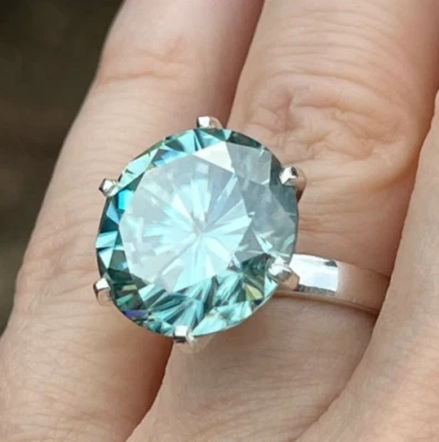 35 Ct Blue Diamond Ring Engagement Solitaire 925 Certified Great Shine Round Cut - Image 1 of 4