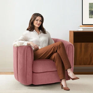 Swivel Accent Chair for Living Room, Sofa Chairs with Wood Base Side, Comfy Swi - Picture 1 of 11