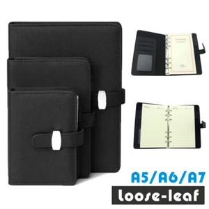 PU Leather Cover Traveler Journal Notebook Lined Paper Diary Gift 3 Size Black - Picture 1 of 12