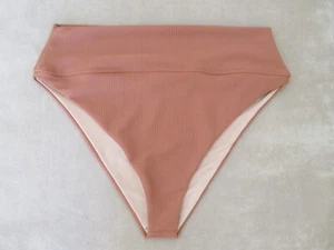NEW BEACH RIOT 'Highway' High Waist Rib Bikini Bottoms Size L Large Toast $88 - Picture 1 of 5
