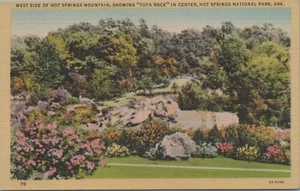 Tufa Rock Hot Springs Mountain Hot Springs Arkansas Postcard Unposted Linen - Picture 1 of 2