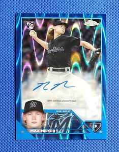 44/150 Max Meyer 2023 Topps Chrome Blue RayWave Refractor Auto Marlins RC Rookie