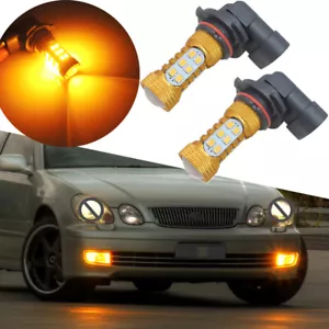 2pcs Amber Yellow 9006 LED Fog Light Bulbs HB4 9012 Fog Driving Lamp 27-SMD-2835 - Picture 1 of 13