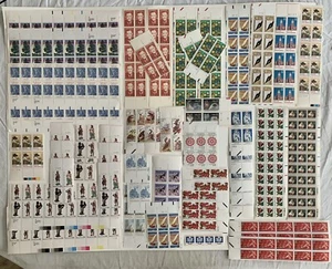 US 22c Stamp Lot Plate Blocks Strips Folk Art Cats Animals Flags Mint Lot MNHOG - Picture 1 of 11