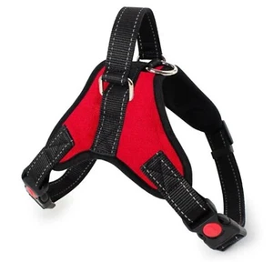 Rot & Schwarz Größe L Verstellbares & Reflektierendes Hundegeschirr - Neu - Bild 1 von 2