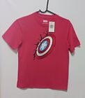 Marvel Captain America Boys embroidered Shield T shirt Size  M 10-12 Red