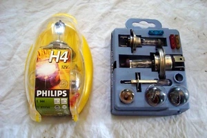 PHILLIPS & RAC REPLACEMENT 12 VOLT BULB SETS & FUSES, H4, H7, H1 NEVER USED, VGC - Picture 1 of 5