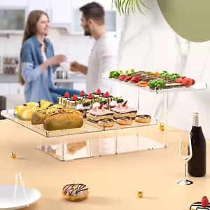 3-Tier Clear Acrylic Cupcake Display Riser, Food Dessert Serving Tray Stand Rack - Picture 1 of 13
