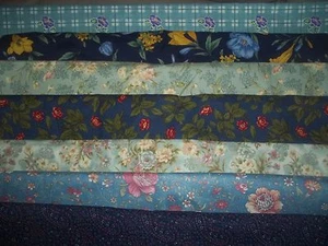 FLOWERS on BLUE Spring Cotton quilt FABRIC U-Pick SEE INFO 1/2 yd BTHY - Picture 1 of 27