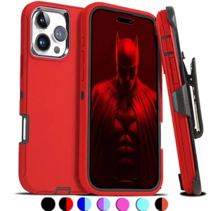 For iPhone 16 15 14 Plus 13 12 Pro Max Shockproof Heavy Duty Case + Belt Clip - Picture 1 of 14